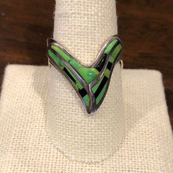 M JAY KING DTR Unisex Green Turquoise Sterling Silver Ring Sz 10-1/4 - Picture 3 of 10